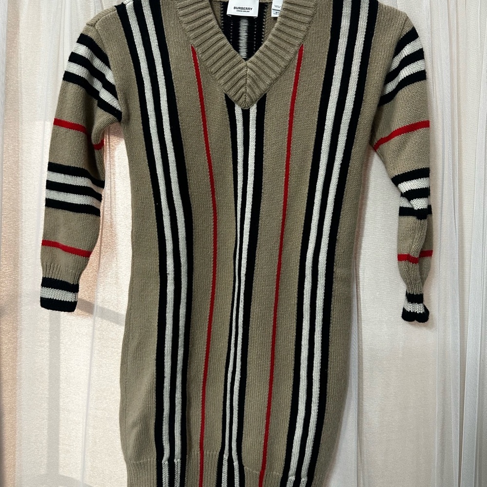 Burberry girls icon stripe sweater dress size 8y